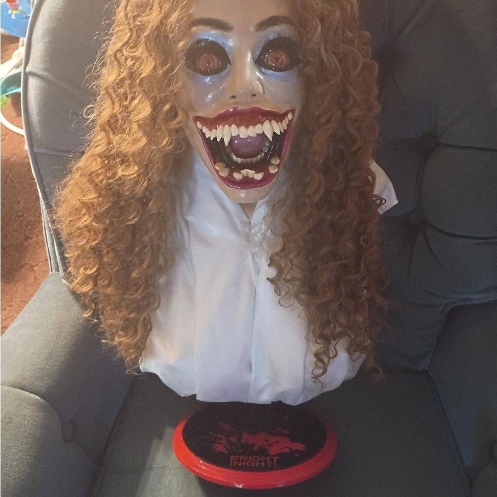 Kids Horror Masked Bust Costume Accessory - White Face with Brown Hair